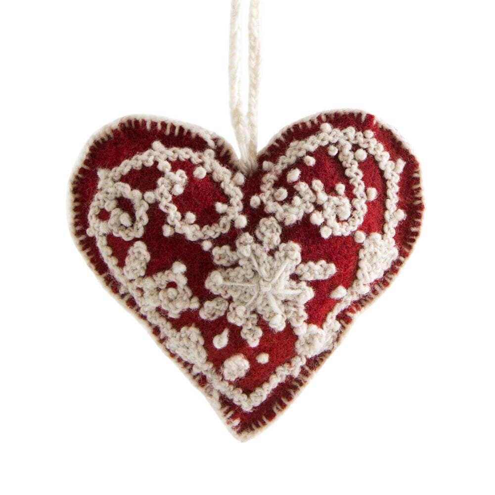 Heart Embroidered Holiday Ornament - heritagebyhand