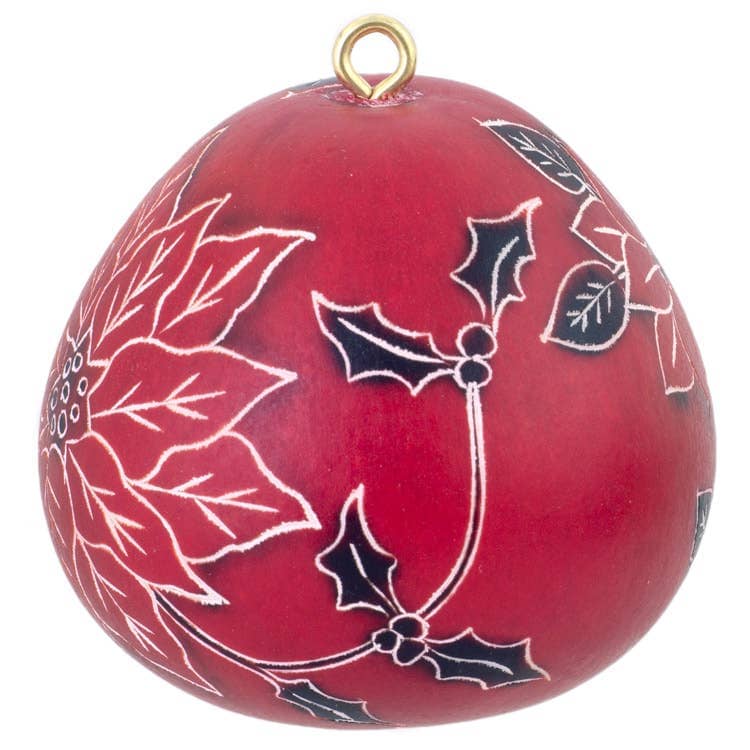 Poinsettia - Mini Gourd Ornament - heritagebyhand
