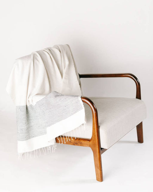 Grey and Natural Riviera Cotton Throw Blanket - heritagebyhand