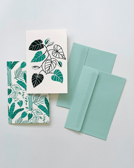 Heliconia and Philodendron Notecard Set - heritagebyhand