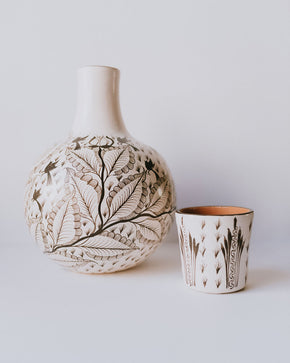 White Handpainted Burnished Ceramic Water Jar - heritagebyhand