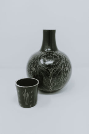 Black Handpainted Burnished Ceramic Water Jar - heritagebyhand