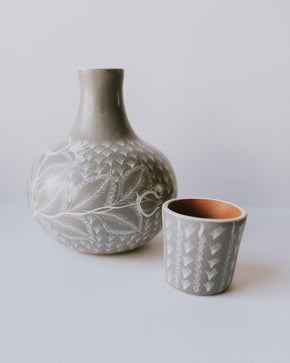 Grey Handpainted Burnished Ceramic Water Jar - heritagebyhand