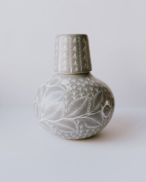 Grey Handpainted Burnished Ceramic Water Jar - heritagebyhand
