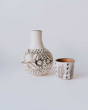 White Handpainted Burnished Ceramic Water Jar - heritagebyhand