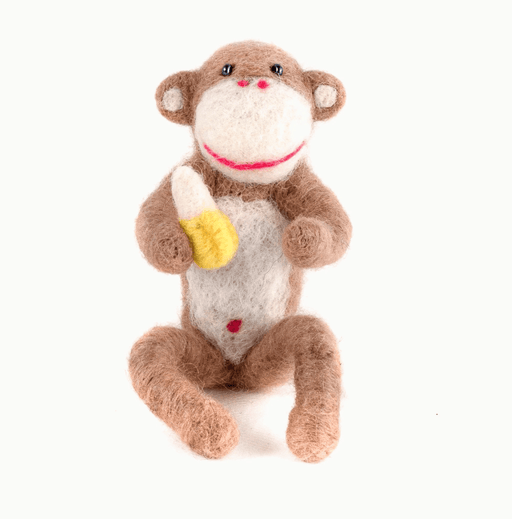 Felted Wool Monkey with Bananas - heritagebyhand