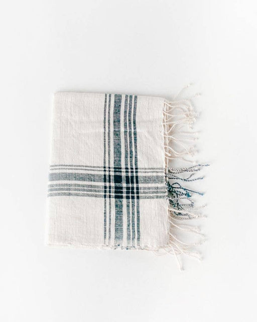 Natural and Navy Cabin Hatch Cotton Hand Towel | Handwoven in Ethiopia - heritagebyhand
