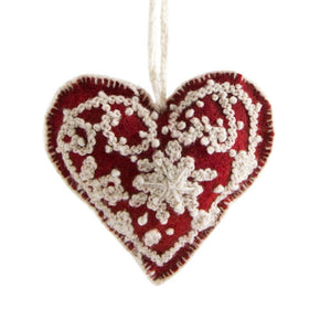 Heart Embroidered Holiday Ornament Chirstmas Global Goods Partners 