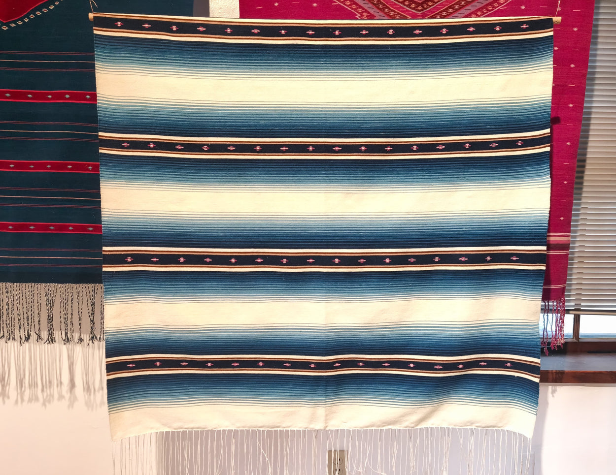 Indigo Saltillo Serape Decorative Ignacio Netzahualcoyotl 