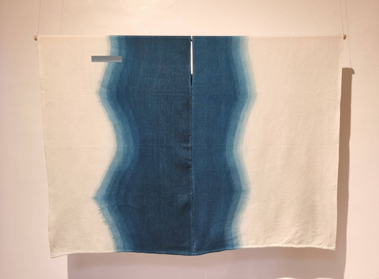 Pincelada Ombre Indigo and White Ruana Textile, Clothing, Poncho Ignacio Netzahualcoyotl 
