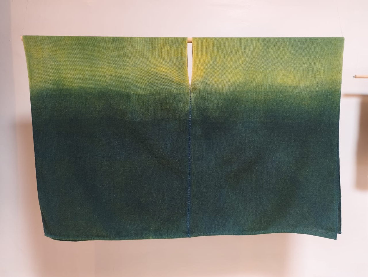 El Bosque - handwoven textile in deep forest greens naturally dyed with pericon and indigo, Taller Netzahualcoyotl, Indian Market 2026
