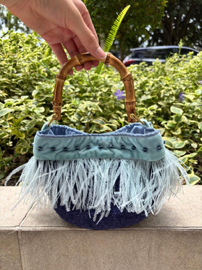 Periquita Shigra-Multiple Colors Accessories Olga Fisch Turquoise with Bamboo Handle 