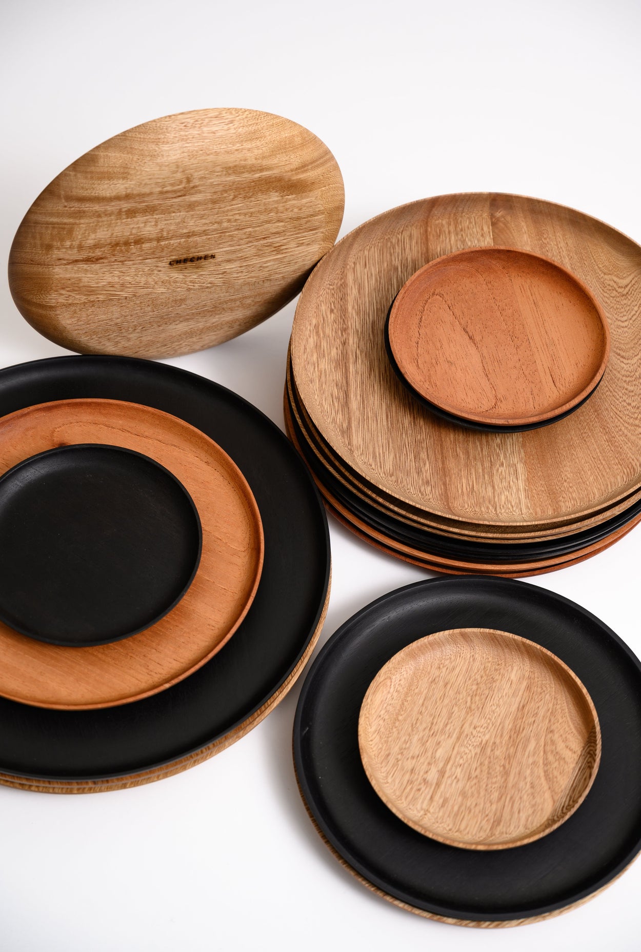 Wooden Dinner Plates - Set of 4 Dinnerware Collections Chechen Wood Designs 