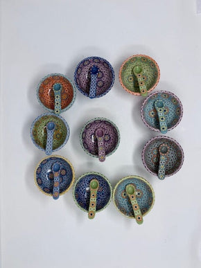 Mini Small Salsa Bowl and Spoon Home, Ceramics, Tabeltop, Gifts Francisco Javier Ruiz Rojas 