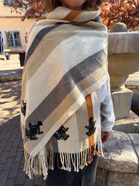 Rana Wool Shawl-Cream Grey and Rust Accessories Chuk Palu Cream Grey and Rust Stripes 