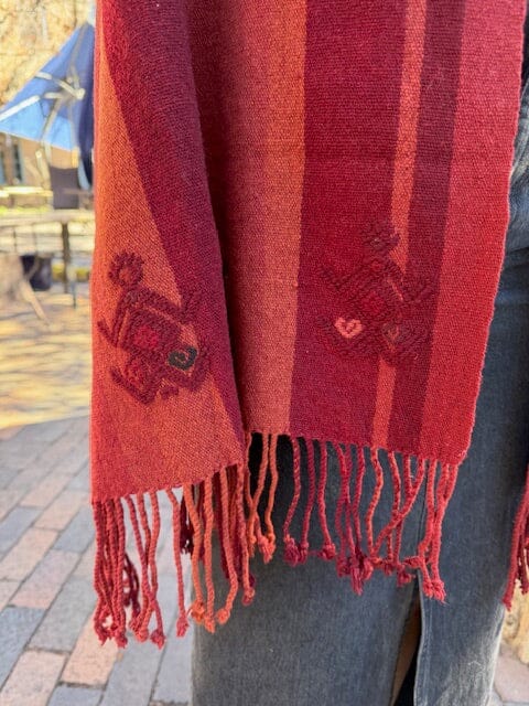 Rana Wool Shawl-Cochineal Red Stripes Accessories Chuk Palu Cochineal Red Stripes 