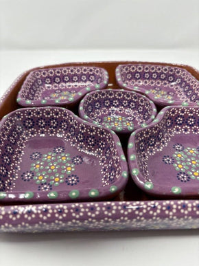 Six-piece Capula Ceramic Appetizer Set-Multiple Colors Home, Ceramics, Tabeltop, Gifts Mamai 10 3/4" x 11" x 2" 100% natural ceramic clay and glazes Purple