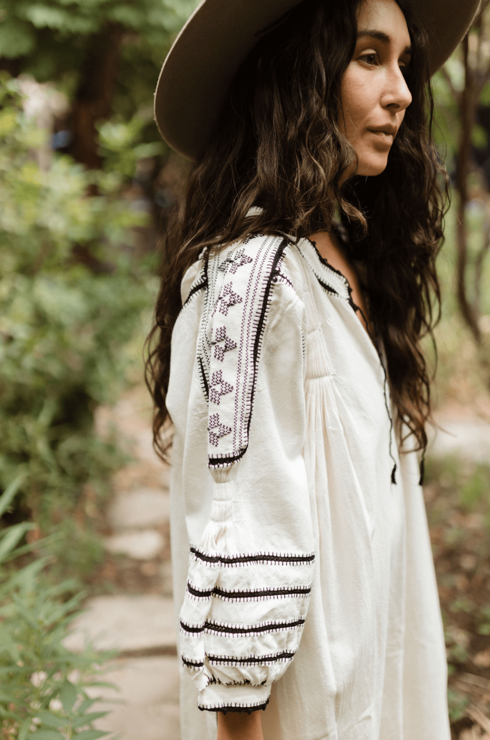oaxaca embroidered dress EMBROIDERED BOHO BABYDOLL DRESS 2x / Powder