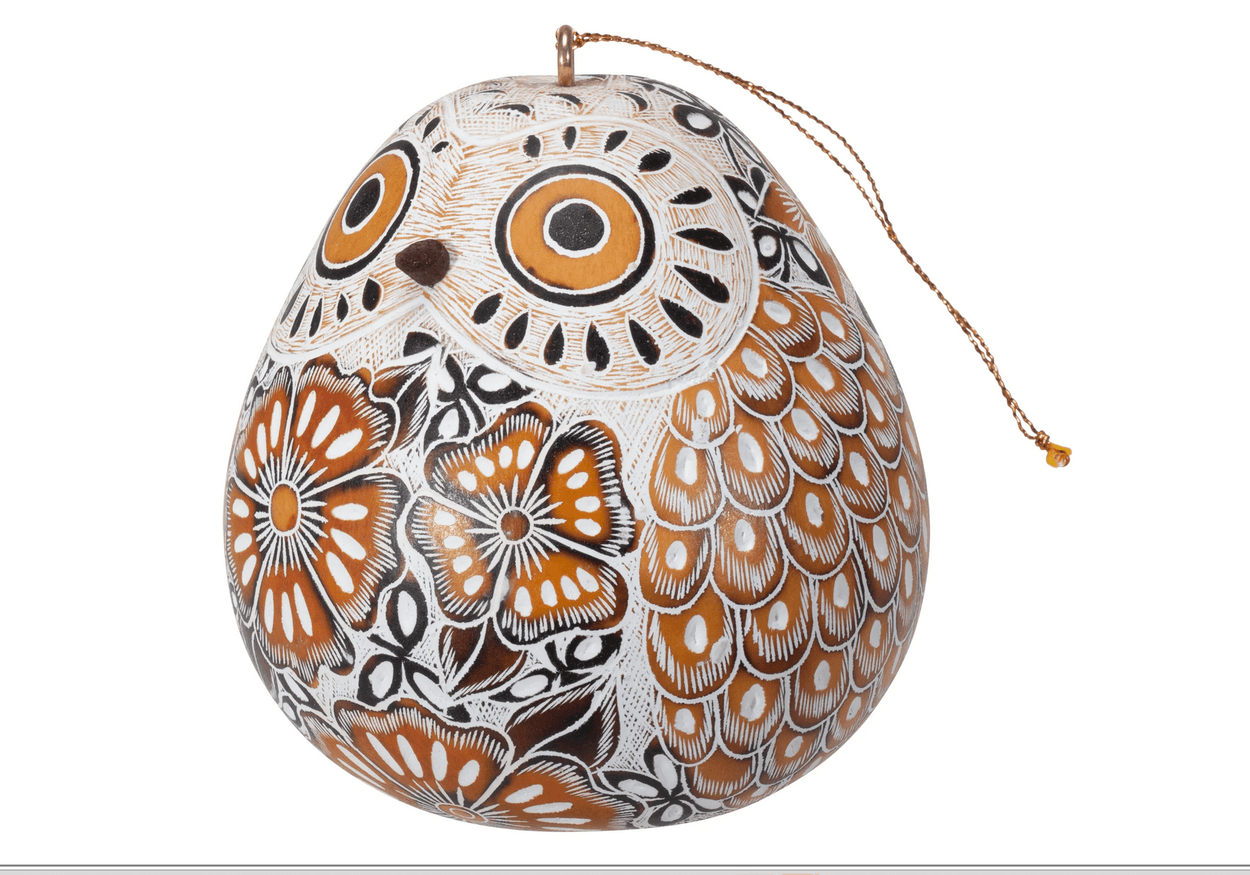 Snowy Owl Gourd Ornament Chirstmas Lucuma Designs 
