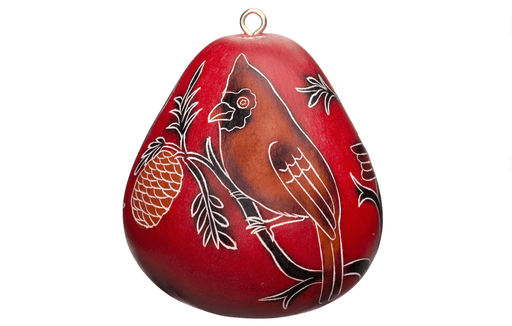 Cardinals on Branch Gourd Ornament Chirstmas Lucuma Designs 