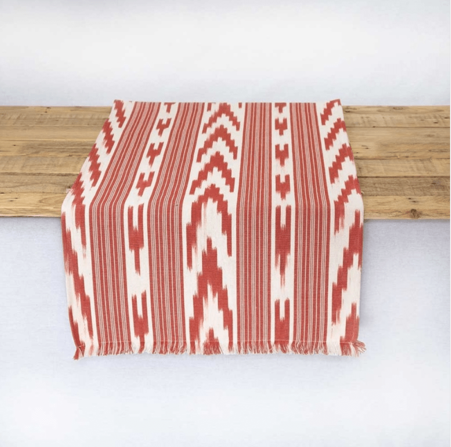 Gorg Blau Ikat Runner-Red Table Linens Teixits Riera 