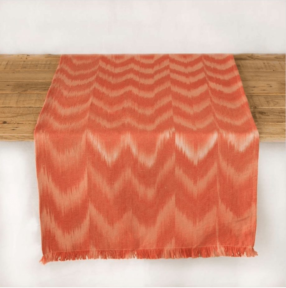 Talaia Ikat Runner- Red and Coral Table Linens Teixits Riera 