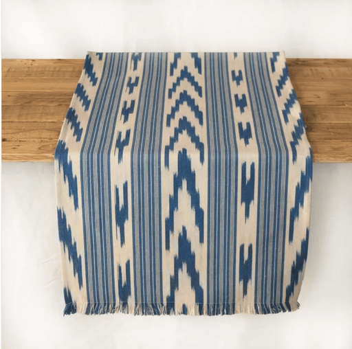 Gorg Blau Ikat Runner-Sea Blue Table Linens Teixits Riera 