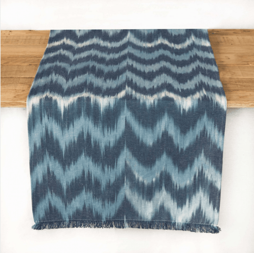 Talaia Ikat Runner-Indigo and Sky Blue Table Linens Teixits Riera 