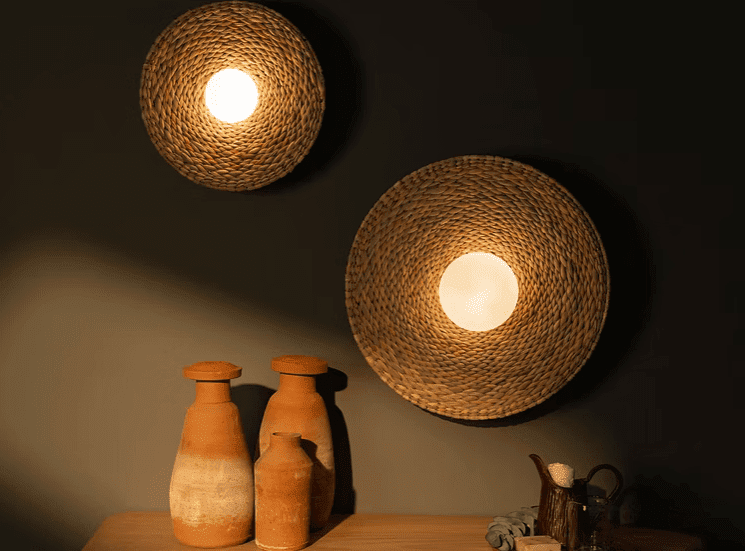 Cuitzeo I - Woven Palm Wall Sconce Lighting Filamento 
