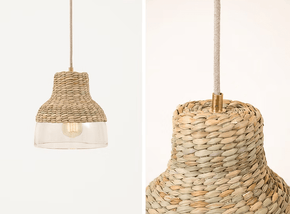Laguna - Woven Palm & Blown Glass Pendant Light Lighting Filamento 