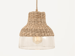 Laguna - Woven Palm & Blown Glass Pendant Light Lighting Filamento 
