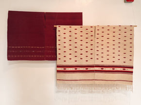 Amarantas poncho displayed at Flowers Keep No Secrets exhibition, Heritage by Hand, Indian Market 2026