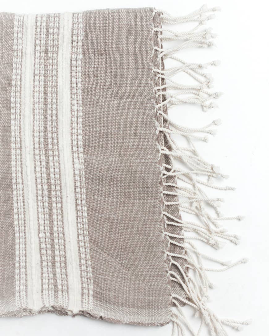 Stone and Natural Aden Cotton Throw Blanket | Handwoven in Ethiopia Home, textile, Bedding Creative Women Stone / Natural 