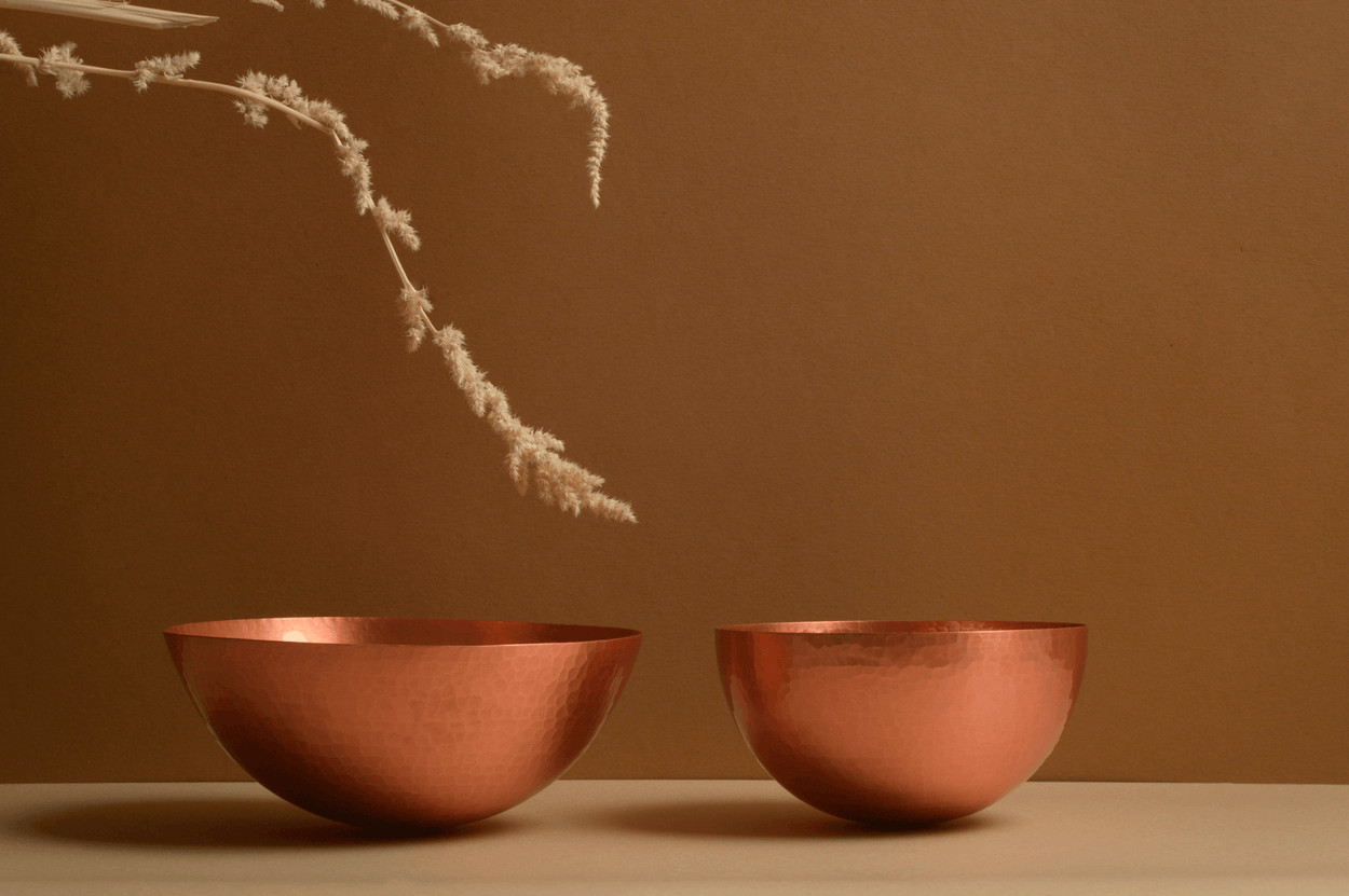 Hand-hammered Recycled Copper Bowl Set Kitchenware Phedra 