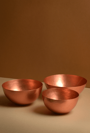 Hand-hammered Recycled Copper Bowl Set Kitchenware Phedra 