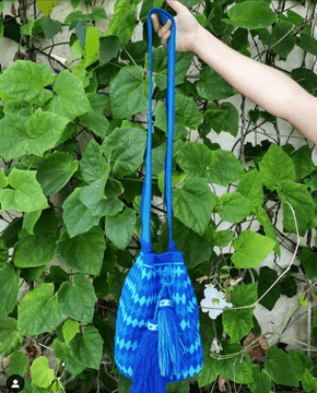 Wayuu Blue and Turquoise Cross Body Tote Accessories Desde El Sur Con Amor 