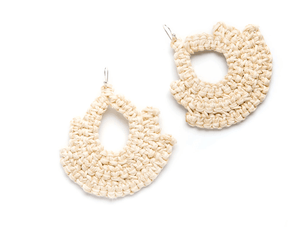 Guerrera Earrings Jewelry Caralarga 2.5 h x 2 3/4 w inches 100% cotton and waxed chord Natural