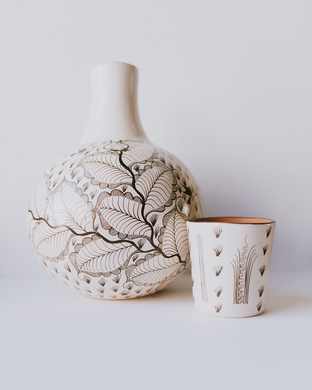 White Handpainted Burnished Ceramic Water Jar Home, Ceramics, Tabeltop, Gifts Mamai 