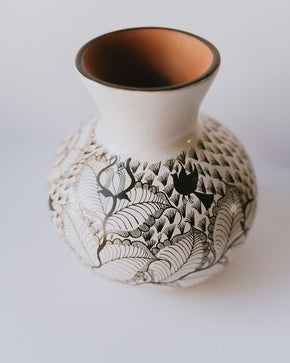 White Handpainted Burnished Flower Vase - heritagebyhand