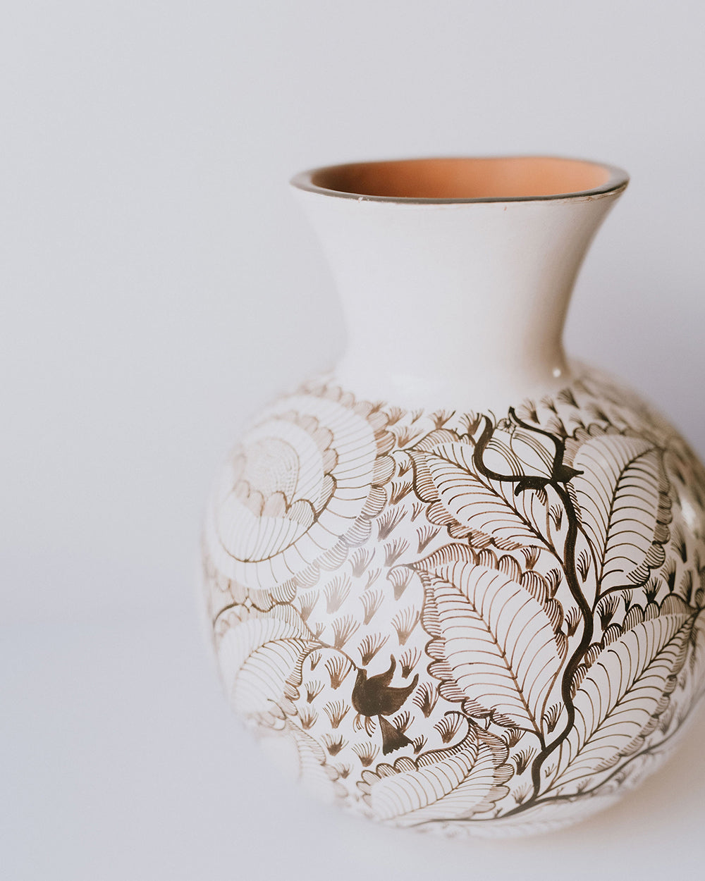 White Handpainted Burnished Flower Vase - heritagebyhand