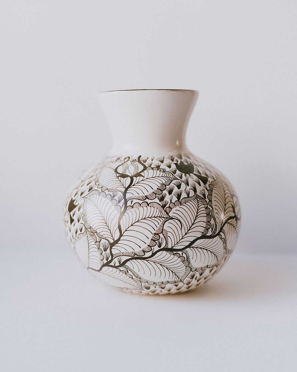 White Handpainted Burnished Flower Vase - heritagebyhand