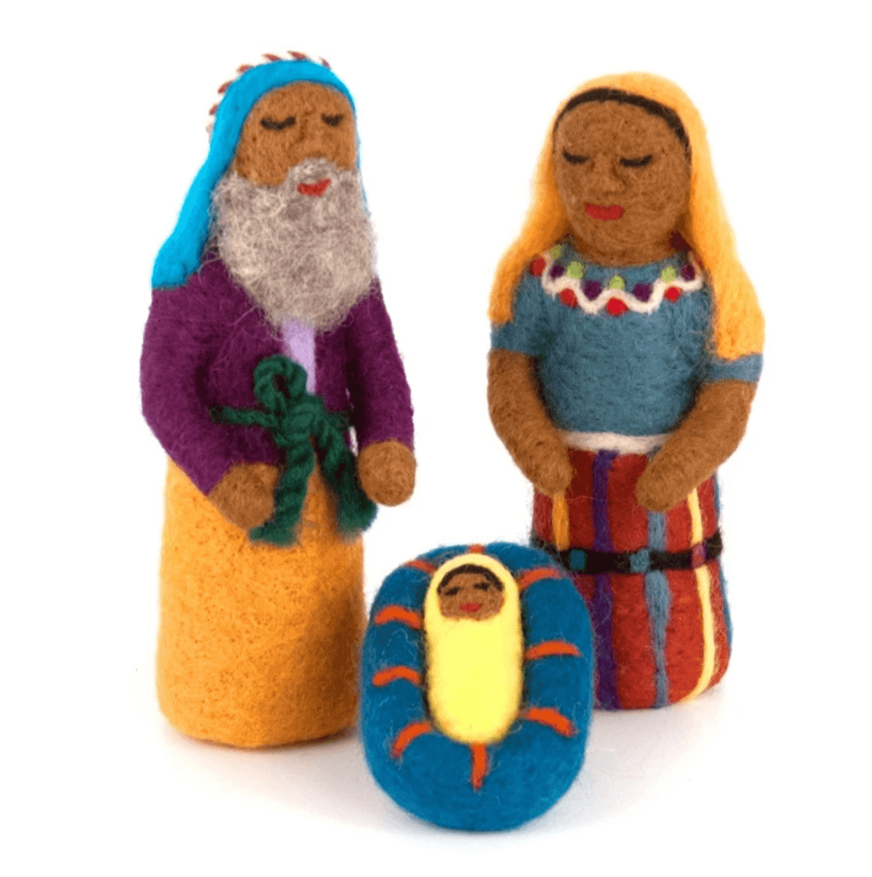 Felted Wool Nativity Scene Christmas Mayan Hands 