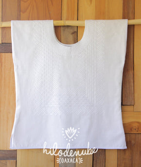 Panchitos Huipil-Multiple Colors Tops and Tunics Hilo de Nube White with White Crosshatch Small 