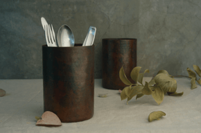Hand-hammered Recycled Copper Utensil Holder Kitchenware Phedra 