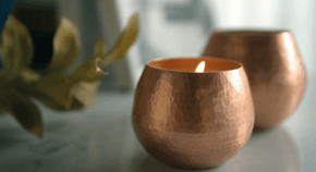 Hand-hammered Recycled Copper Candles-Summer Nights Home, Ceramics, Tabeltop, Gifts Phedra 