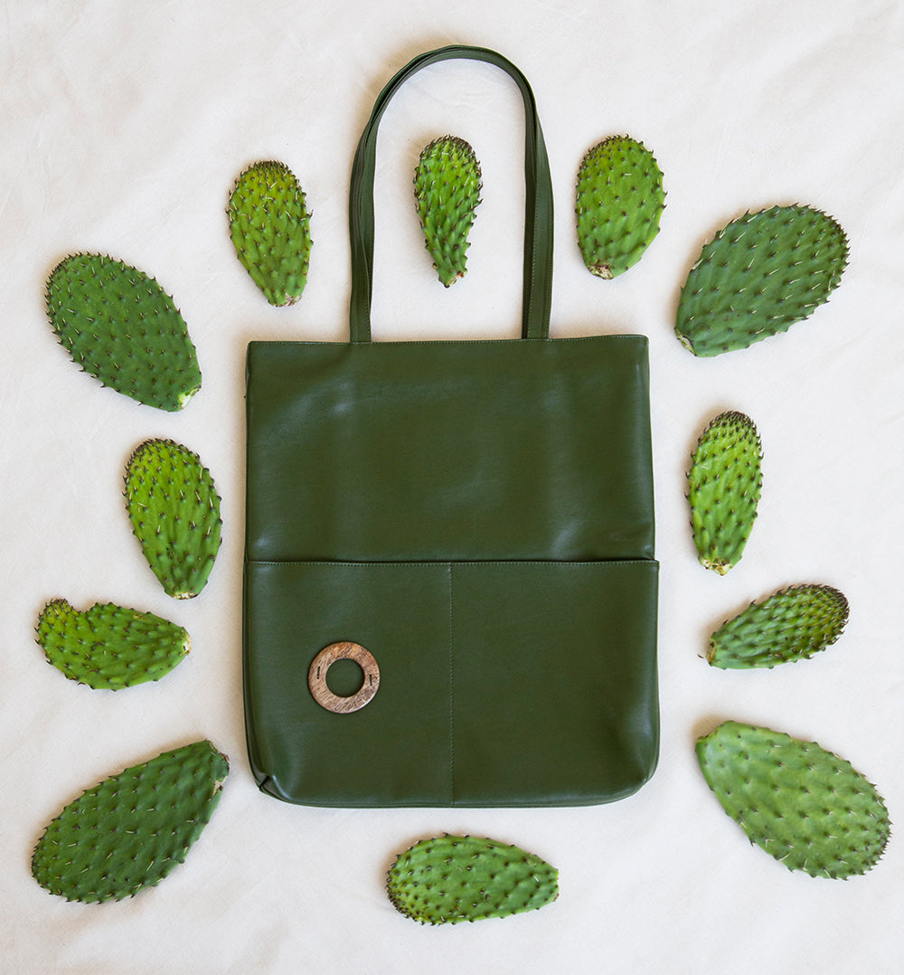 Large Green Cactus Leather Tote Bag Accessories Lordag Sondag 