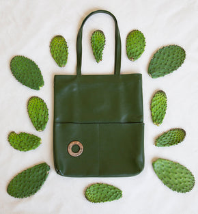 Large Green Cactus Leather Tote Bag Accessories Lordag Sondag 